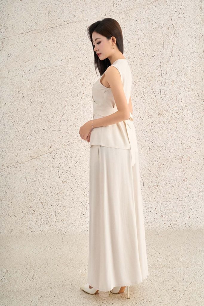 BQD33468 - Quần dài dạo phố vải thô mỏng dáng suông ống rộng cạp chun co giãn - PANTIO