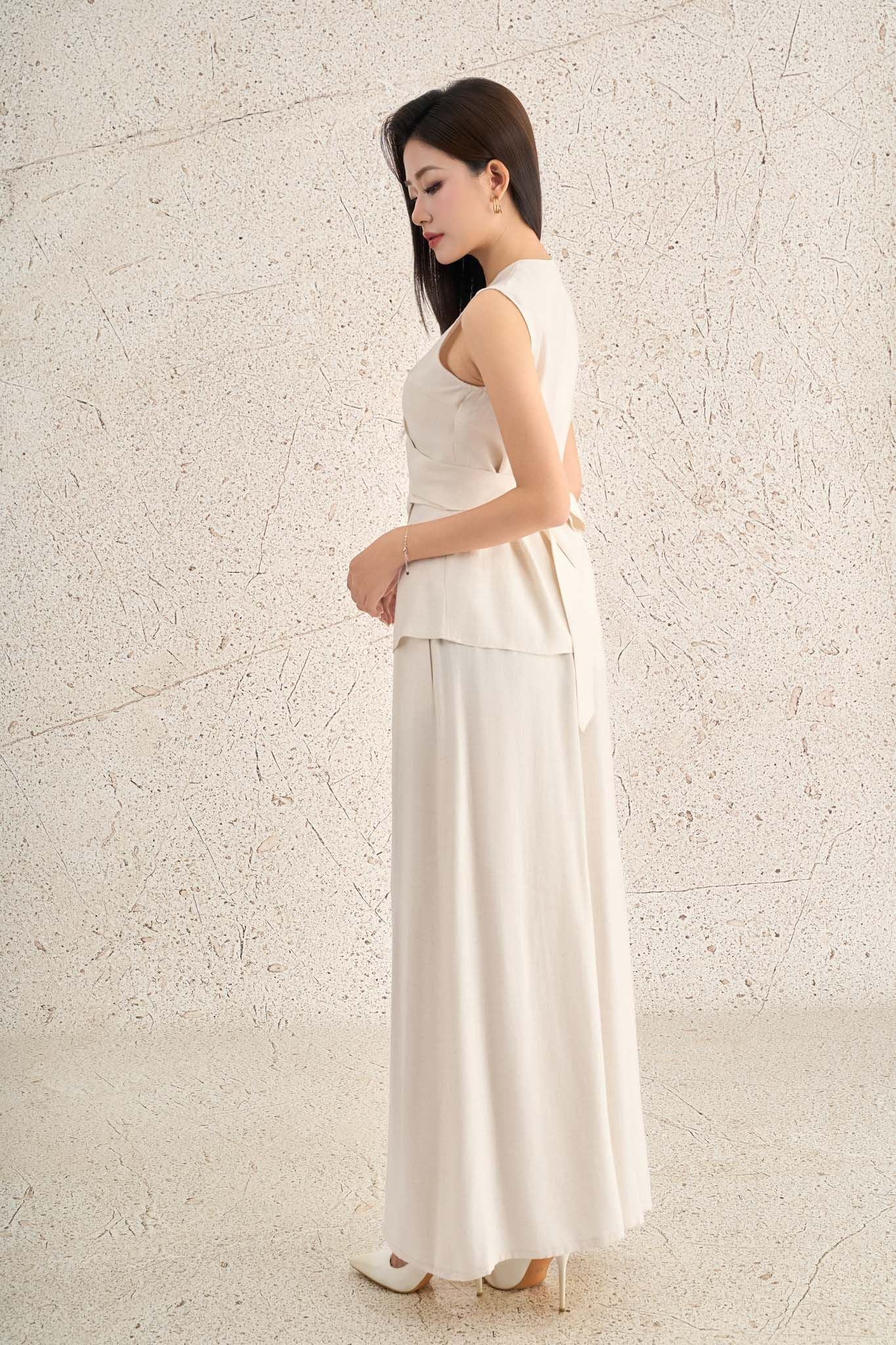 BQD33468 - Quần dài dạo phố vải thô mỏng dáng suông ống rộng cạp chun co giãn - PANTIO