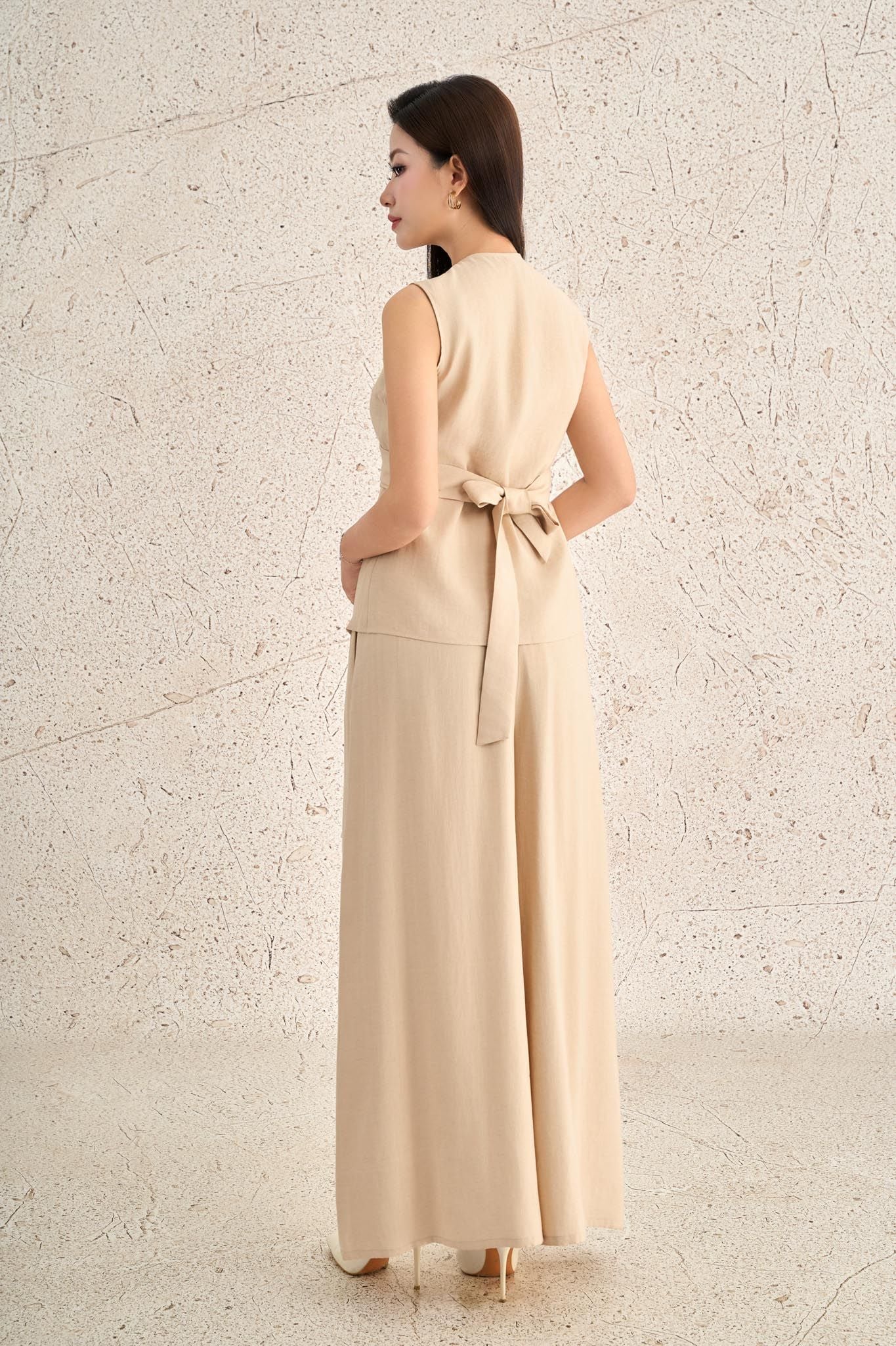 BQD33468 - Quần dài dạo phố vải thô mỏng dáng suông ống rộng cạp chun co giãn - PANTIO