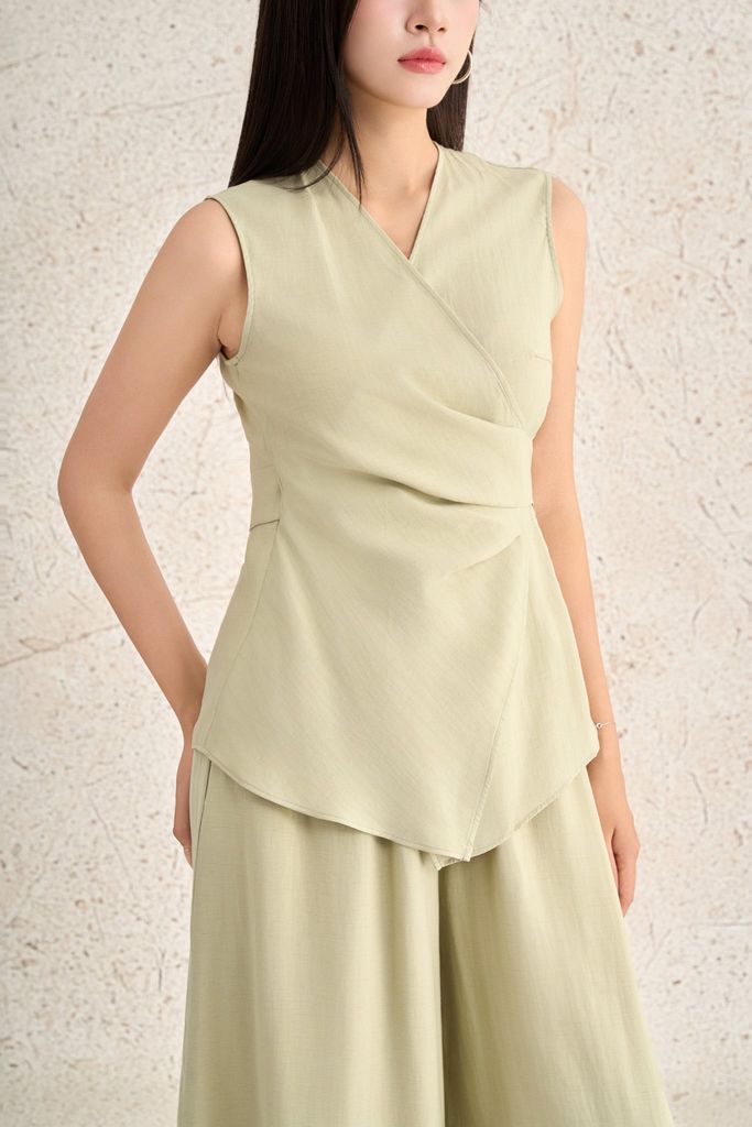 BQD33468 - Quần dài dạo phố vải thô mỏng dáng suông ống rộng cạp chun co giãn - PANTIO