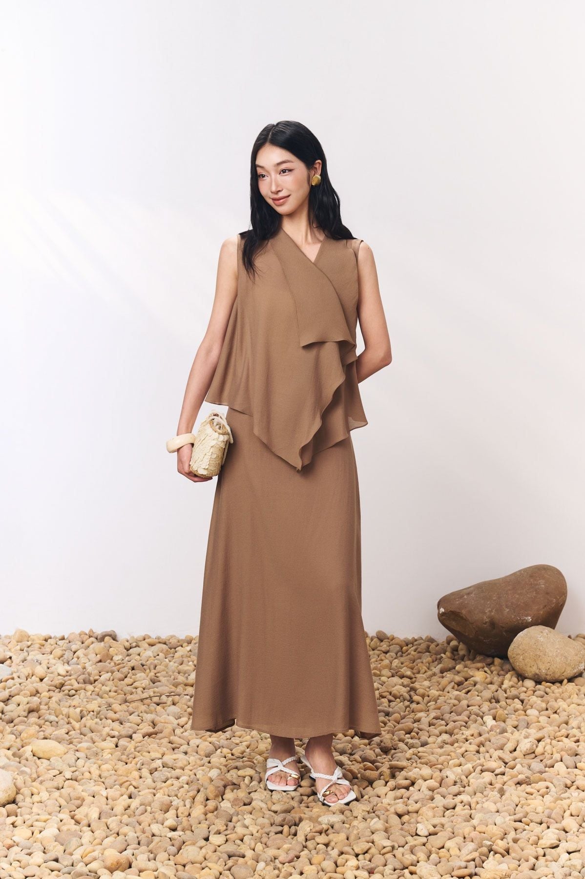 BJD33661 - Chân váy dài vải tơ dáng suông thời trang khoá thân sau - PANTIO