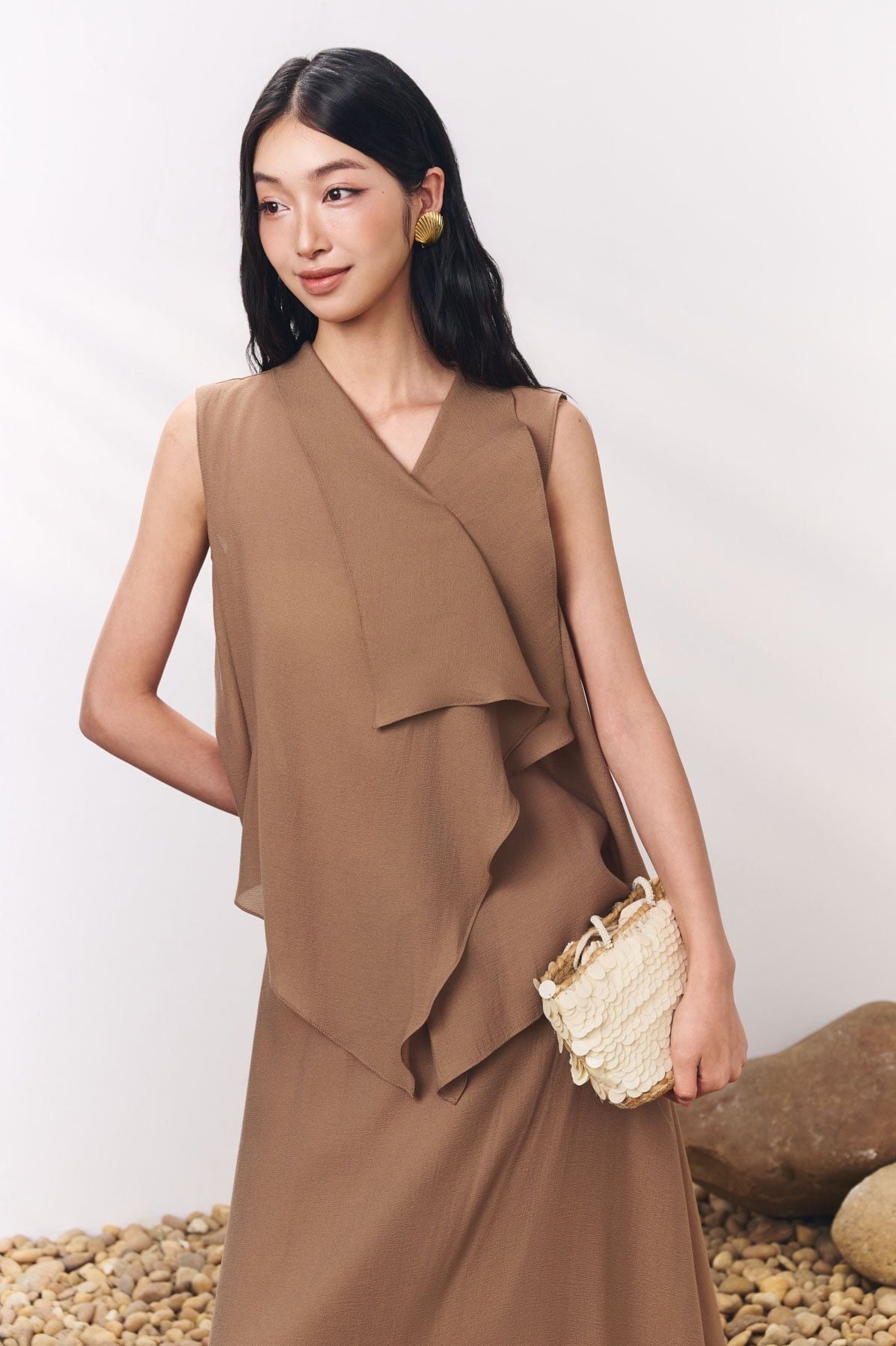 BJD33661 - Chân váy dài vải tơ dáng suông thời trang khoá thân sau - PANTIO