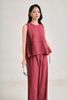 BQD33671 - Quần dài dạo phố vải thô đũi dáng suông ống rộng cạp chun co giãn tạo kiểu - PANTIO