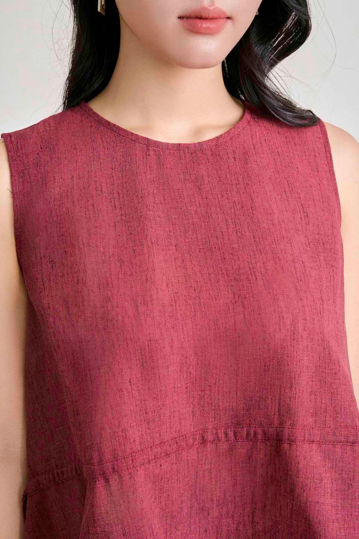 BQD33671 - Quần dài dạo phố vải thô đũi dáng suông ống rộng cạp chun co giãn tạo kiểu - PANTIO