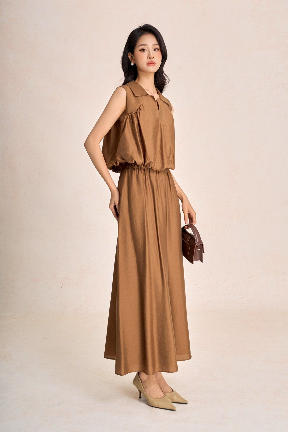 BJD33679 - Chân váy dài vải thô mỏng dáng xoè cạp chun co giãn - PANTIO