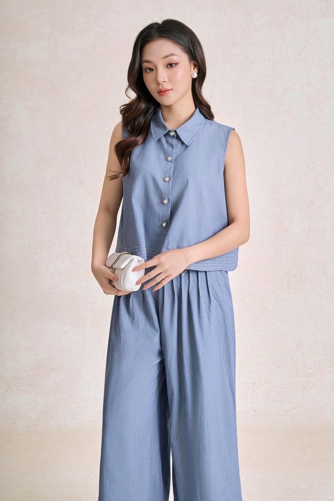 BAS33695 - tylekeo8888 công sở vải thô kẻ dáng chữ A cổ đức thân áo phối khuy tạo kiểu - tỷ lệ kèo 8899