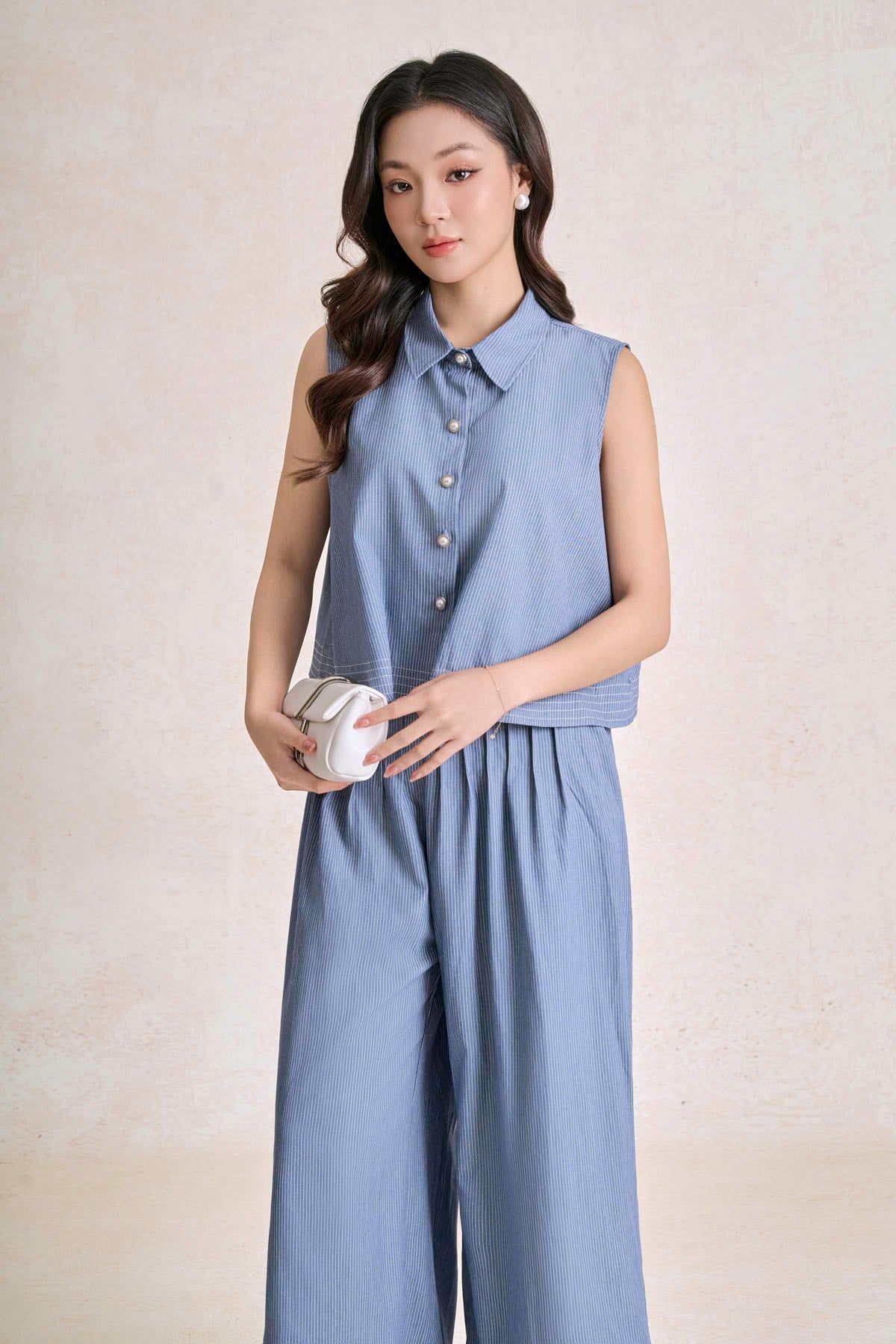 BAS33695 - tylekeo8888 công sở vải thô kẻ dáng chữ A cổ đức thân áo phối khuy tạo kiểu - tỷ lệ kèo 8899