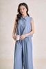 BAS33695 - tylekeo8888 công sở vải thô kẻ dáng chữ A cổ đức thân áo phối khuy tạo kiểu - tỷ lệ kèo 8899
