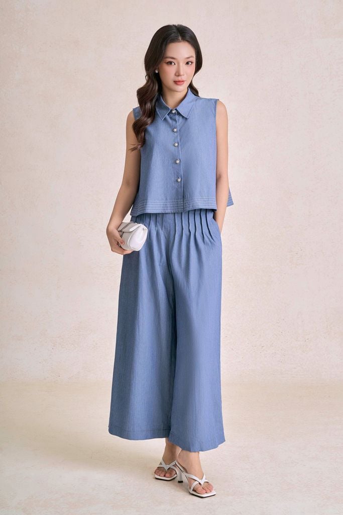 BAS33695 - tylekeo8888 công sở vải thô kẻ dáng chữ A cổ đức thân áo phối khuy tạo kiểu - tỷ lệ kèo 8899