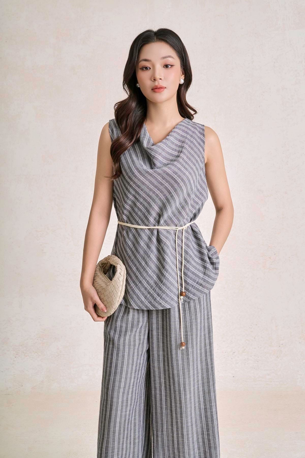 BQD33713 - tylekeo công sở vải thô đũi dáng suông ống rộng cạp chun co giãn - tỷ lệ kèo 8899