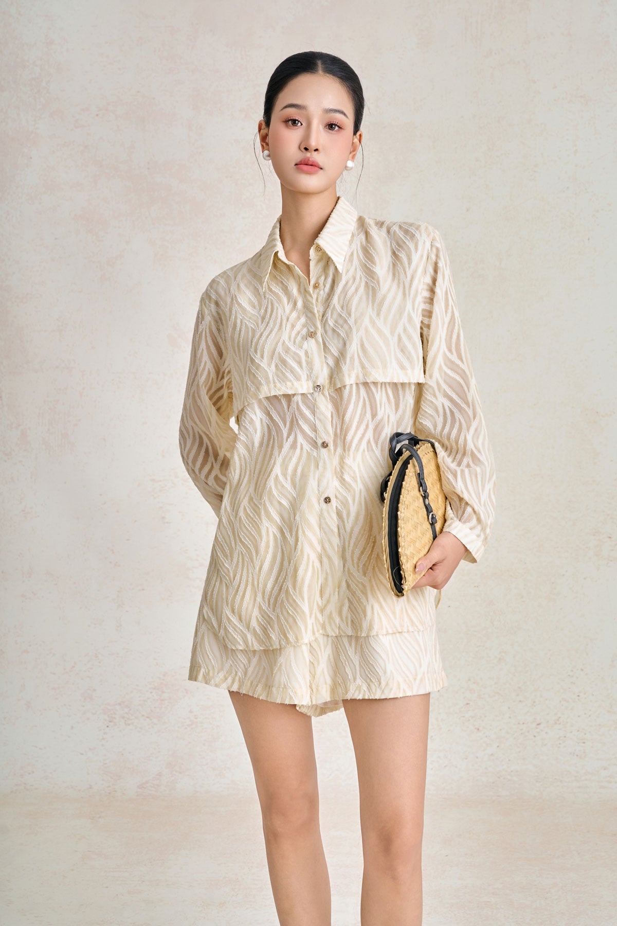 BQN33731 - Quần short dạo phố vải voan dáng suông cạp chun co giãn có túi thời trang - PANTIO