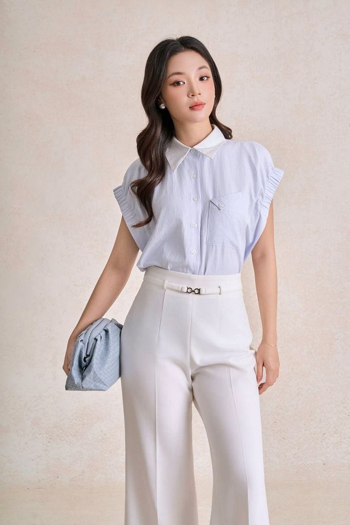 BAS33721 - tylekeo8888 công sở vải thô kẻ dáng suông côt đức tay chờm ngực áo có túi tạo kiểu - tỷ lệ kèo 8899