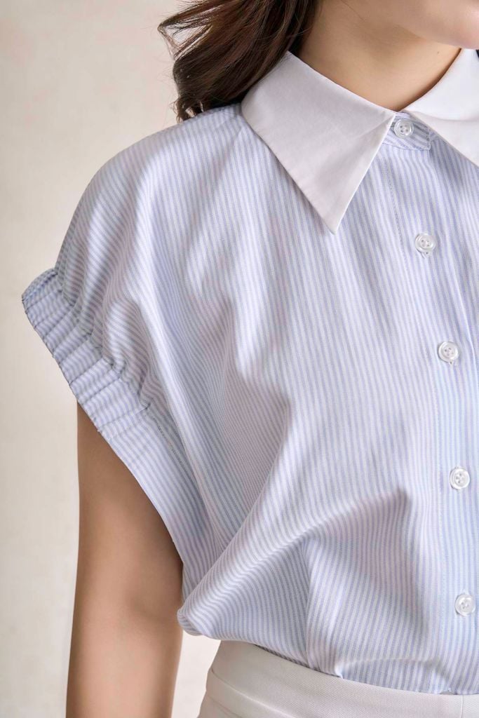 BAS33721 - tylekeo8888 công sở vải thô kẻ dáng suông côt đức tay chờm ngực áo có túi tạo kiểu - tỷ lệ kèo 8899