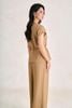 BQD33777 - Quần dài công sở vải thô đũi dáng suông ống rộng cạp phối chun thời trang - PANTIO