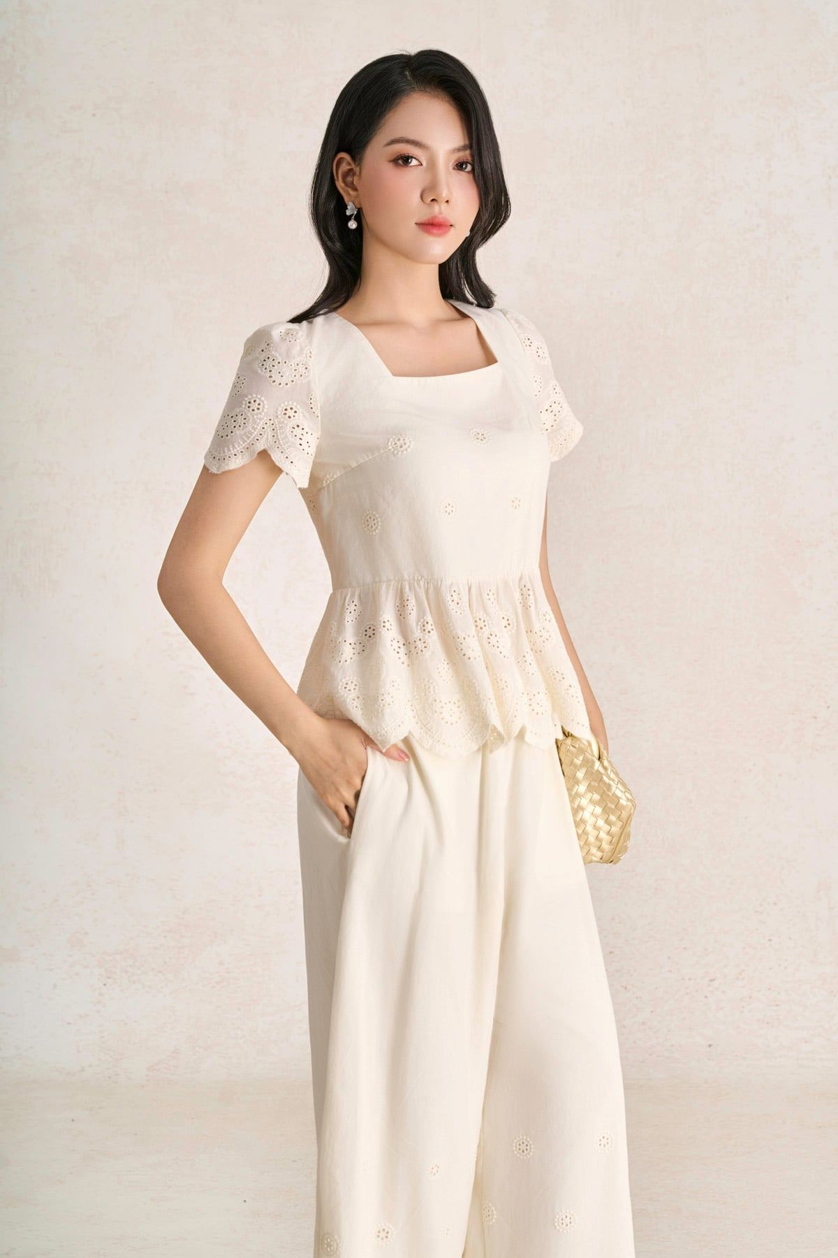 BQD33778 - Quần dài dạo phố vải tơ dáng suông ống rộng cạp chun thời trang - PANTIO