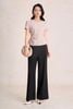 BAS33784 - Áo sơ mi công sở vải thô dáng ôm cổ tròn tay cộc thân áo phối nhún hông tạo kiểu - PANTIO
