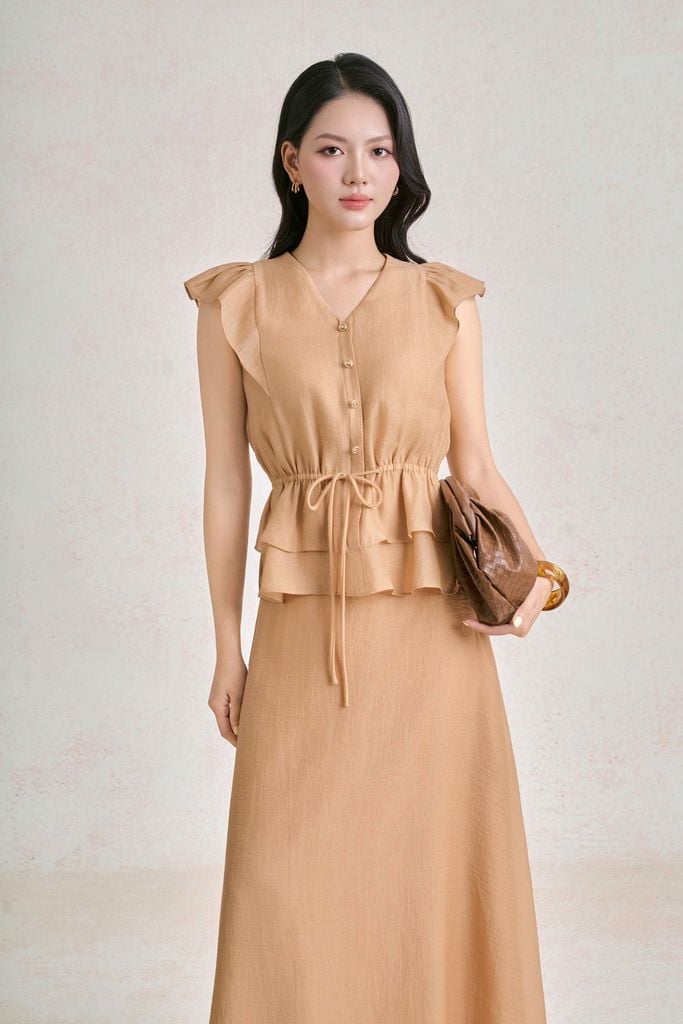 BJD33876 - Chân váy dài vải tơ dáng chữ A khoá thân sau thời trang - PANTIO