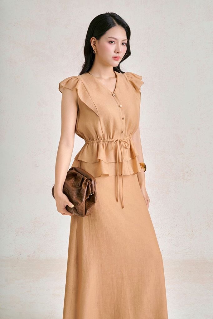 BJD33876 - Chân váy dài vải tơ dáng chữ A khoá thân sau thời trang - PANTIO