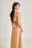 BAS33876 - Áo sơ mi dạo phố vải tơ dáng peplum cổ xẻ V tay chờm eo bo chun ôm phối dây nơ tạo kiểu - PANTIO
