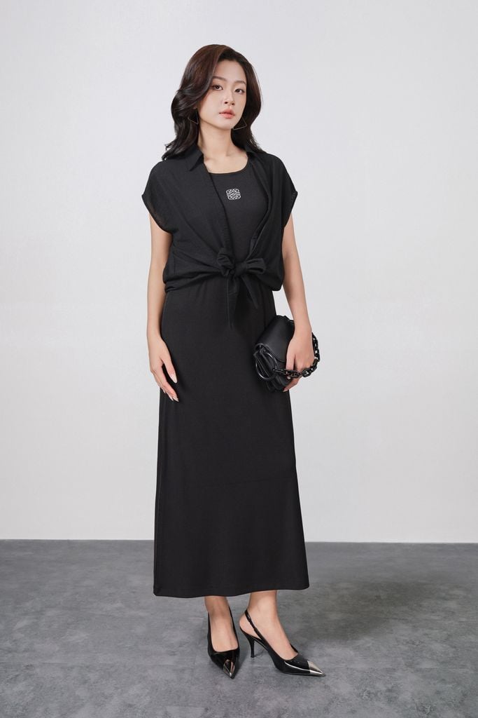 BDP73520 - Đầm dạo phố vải len dáng suông hai dây cổ tròn thời trang - PANTIO