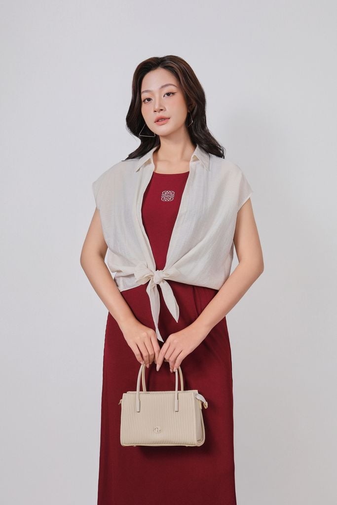 BDP73520 - Đầm dạo phố vải len dáng suông hai dây cổ tròn thời trang - PANTIO