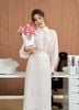 BAS73582 - Áo sơ mi công sở vải tơ dáng suông cổ đức tay dài thân áo phối viền bèo tạo kiểu cài khuy trước - PANTIO
