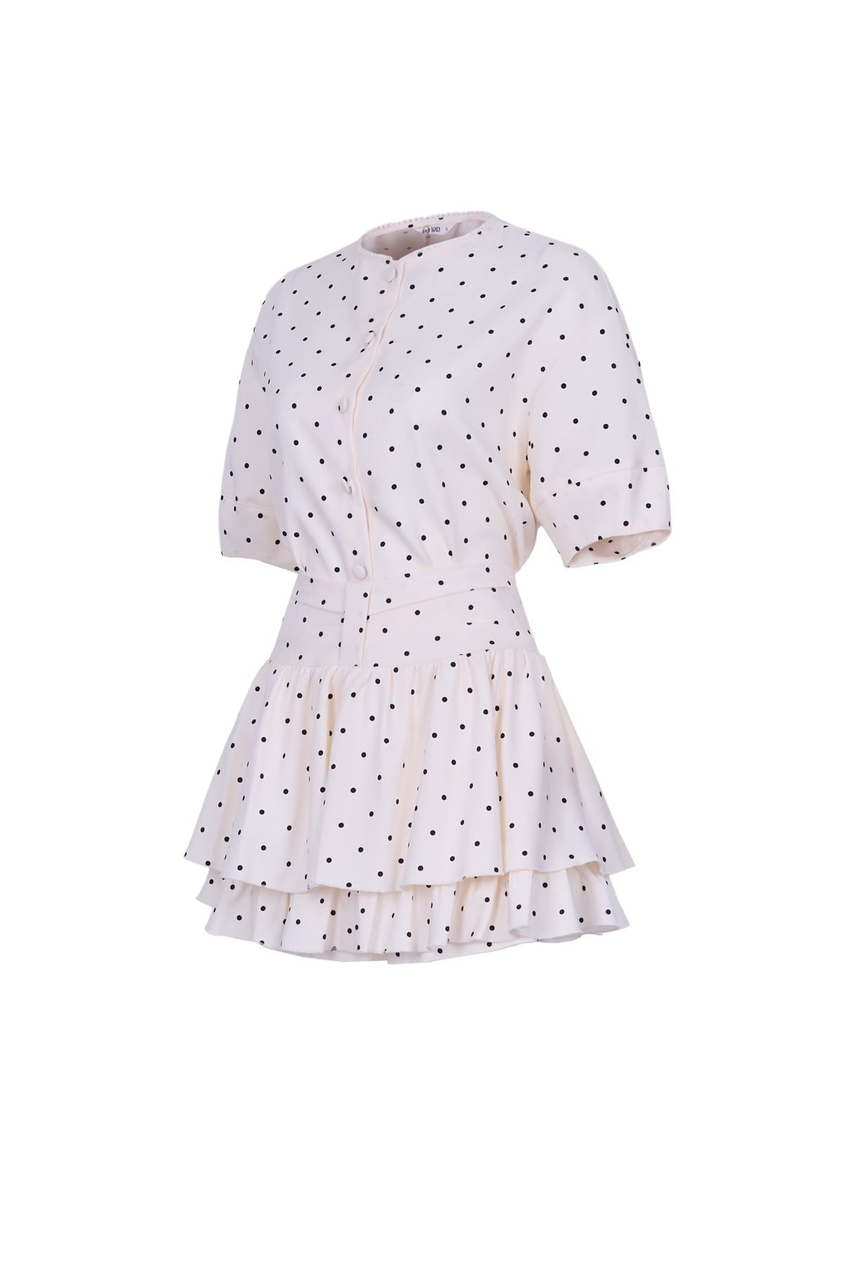 BAS73604 - Áo sơ mi kiểu vải thô dáng suông cổ tròn tay phồng thời trang - JAN.