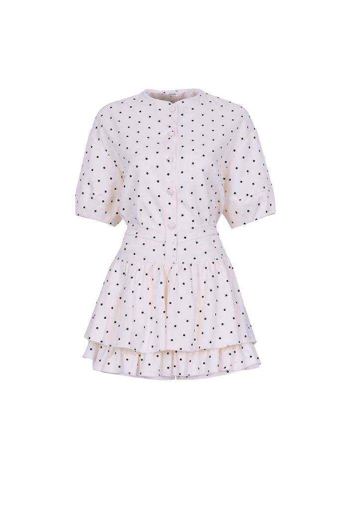 BQN73604 - Quần short vải thô dáng A cạp cao thân váy xếp ly bung hai tầng tạo xoè - JAN.