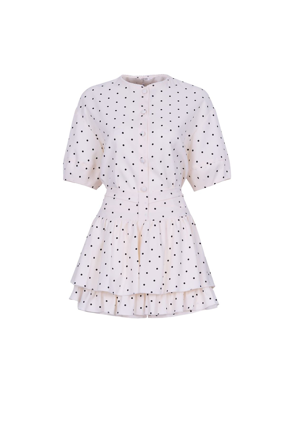 BQN73604 - Quần short vải thô dáng A cạp cao thân váy xếp ly bung hai tầng tạo xoè - JAN.