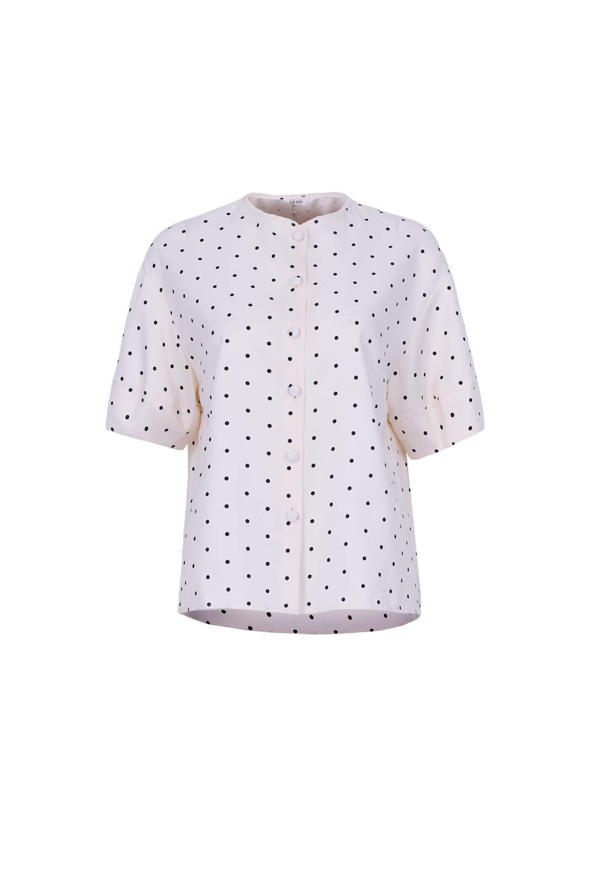 BAS73604 - Áo sơ mi kiểu vải thô dáng suông cổ tròn tay phồng thời trang - JAN.