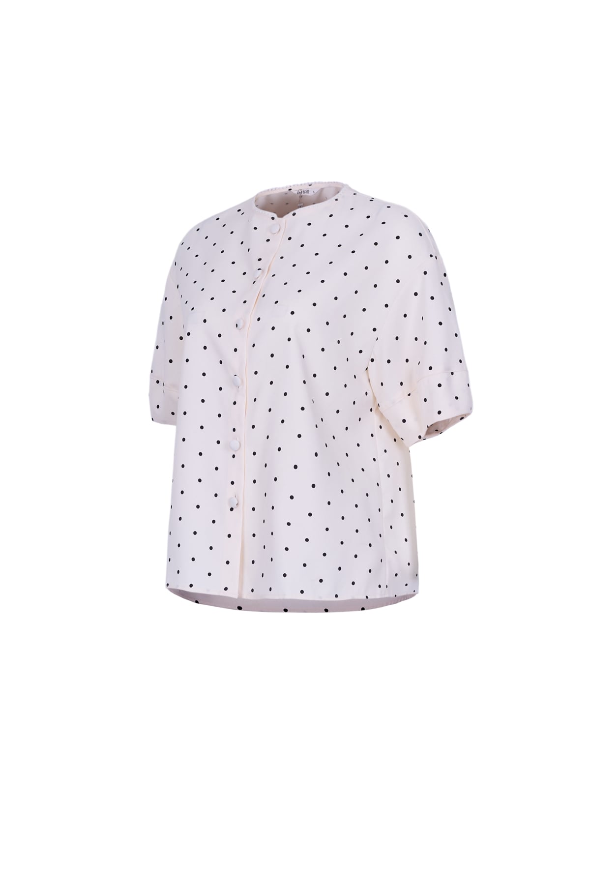 BAS73604 - Áo sơ mi kiểu vải thô dáng suông cổ tròn tay phồng thời trang - JAN.