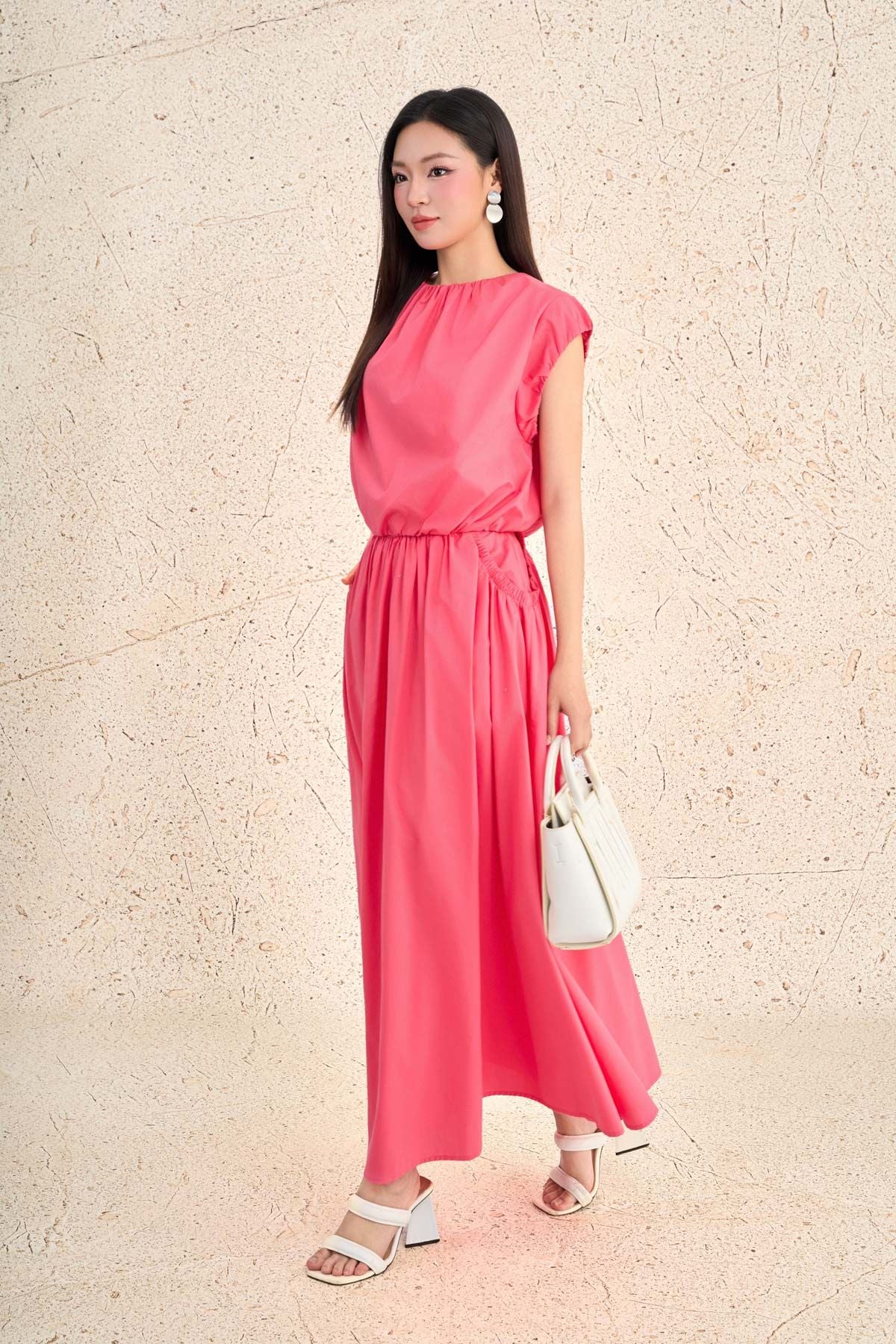 BJD73647 - Chân váy dài dạo phố vải thô kate dáng suông cạp chun thân váy có túi thời trang - PANTIO