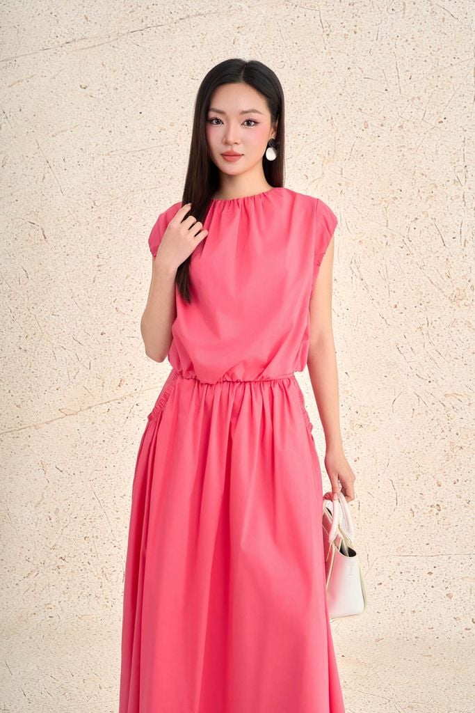 BJD73647 - Chân váy dài dạo phố vải thô kate dáng suông cạp chun thân váy có túi thời trang - PANTIO