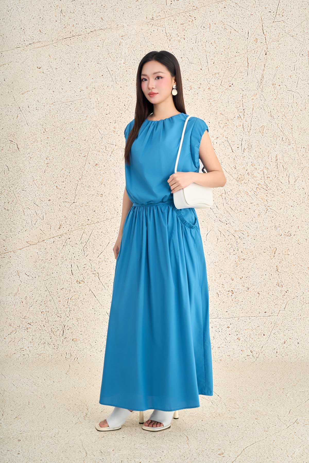 BJD73647 - Chân váy dài dạo phố vải thô kate dáng suông cạp chun thân váy có túi thời trang - PANTIO