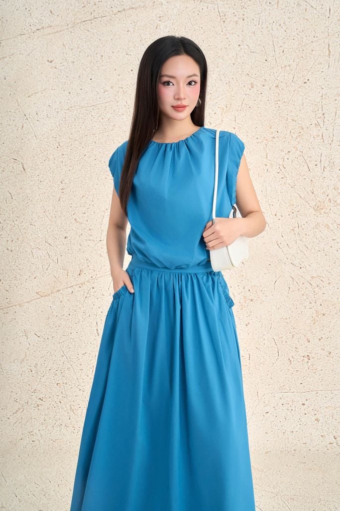 BJD73647 - Chân váy dài dạo phố vải thô kate dáng suông cạp chun thân váy có túi thời trang - PANTIO