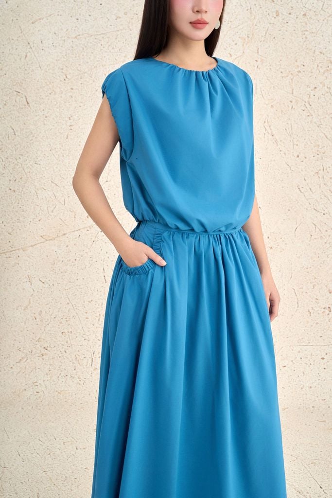 BJD73647 - Chân váy dài dạo phố vải thô kate dáng suông cạp chun thân váy có túi thời trang - PANTIO