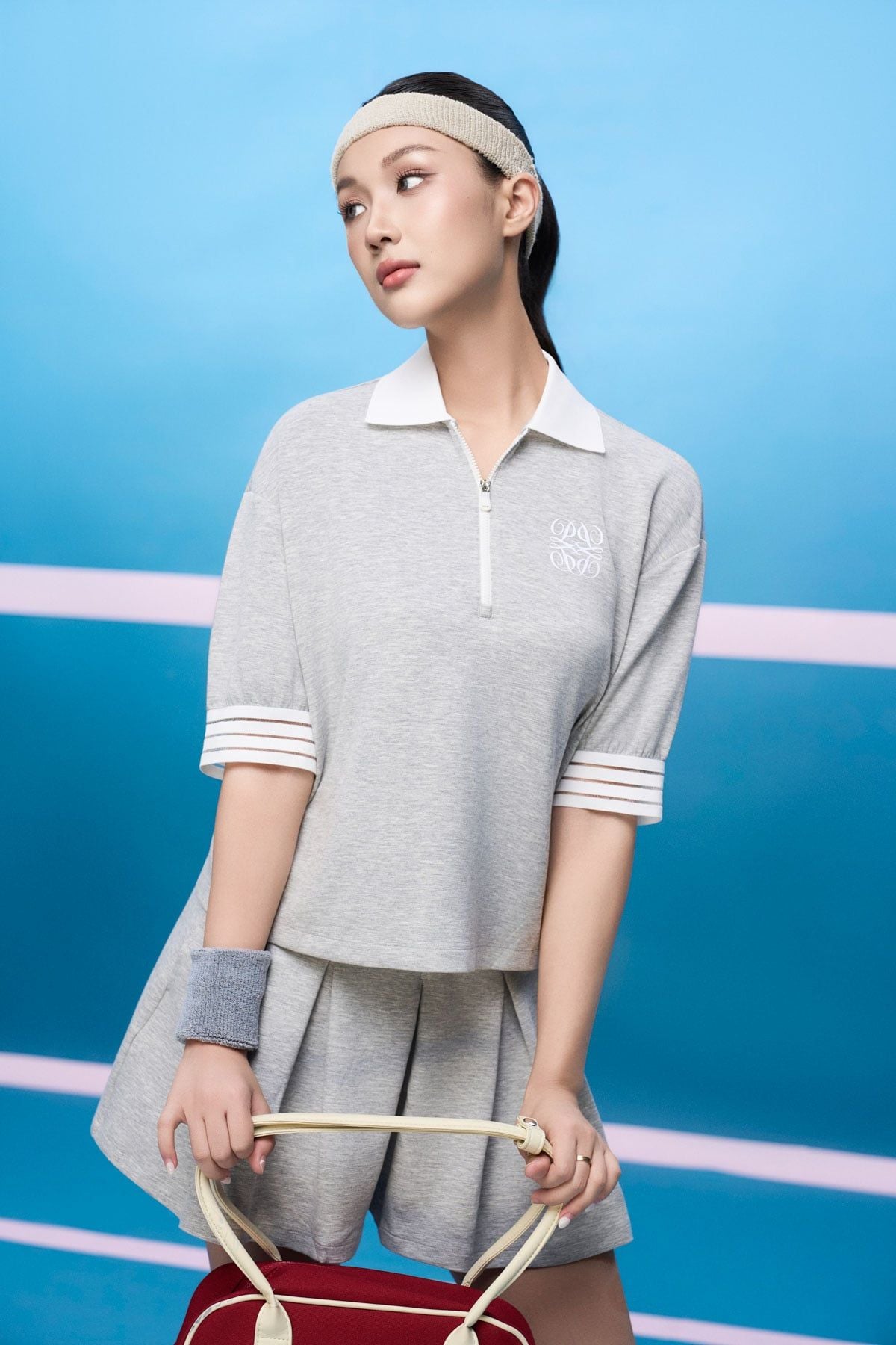 BAT53589 - Áo thun thể thao cao cấp vải cotton dáng ngắn cổ bẻ tay bồng nhẹ thời trang - PANTIO