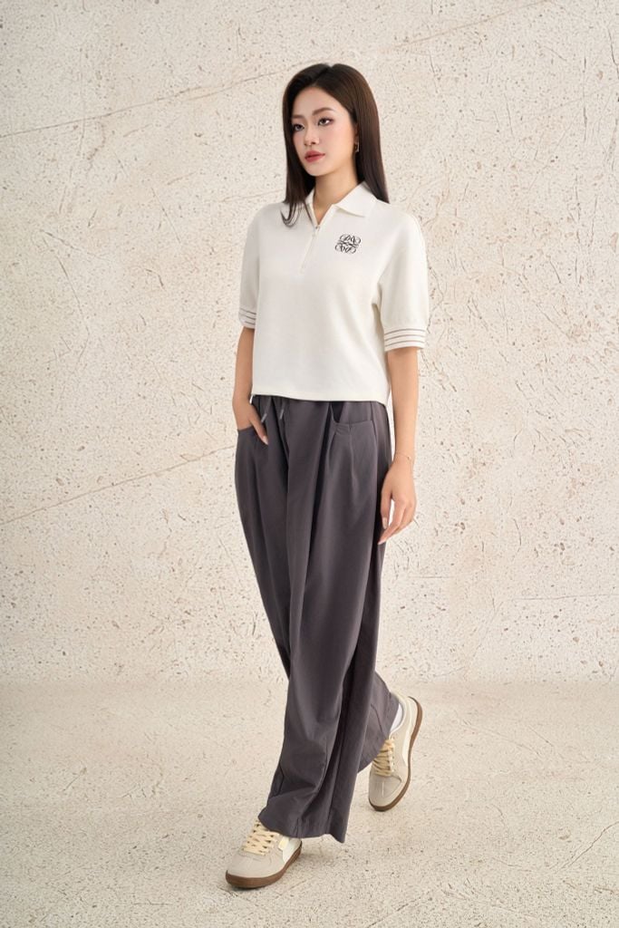 FQD51187 - Quần dài dạo phố vải gió dáng bomber cạp chun phối dây rút tạo kiểu - PANTIO