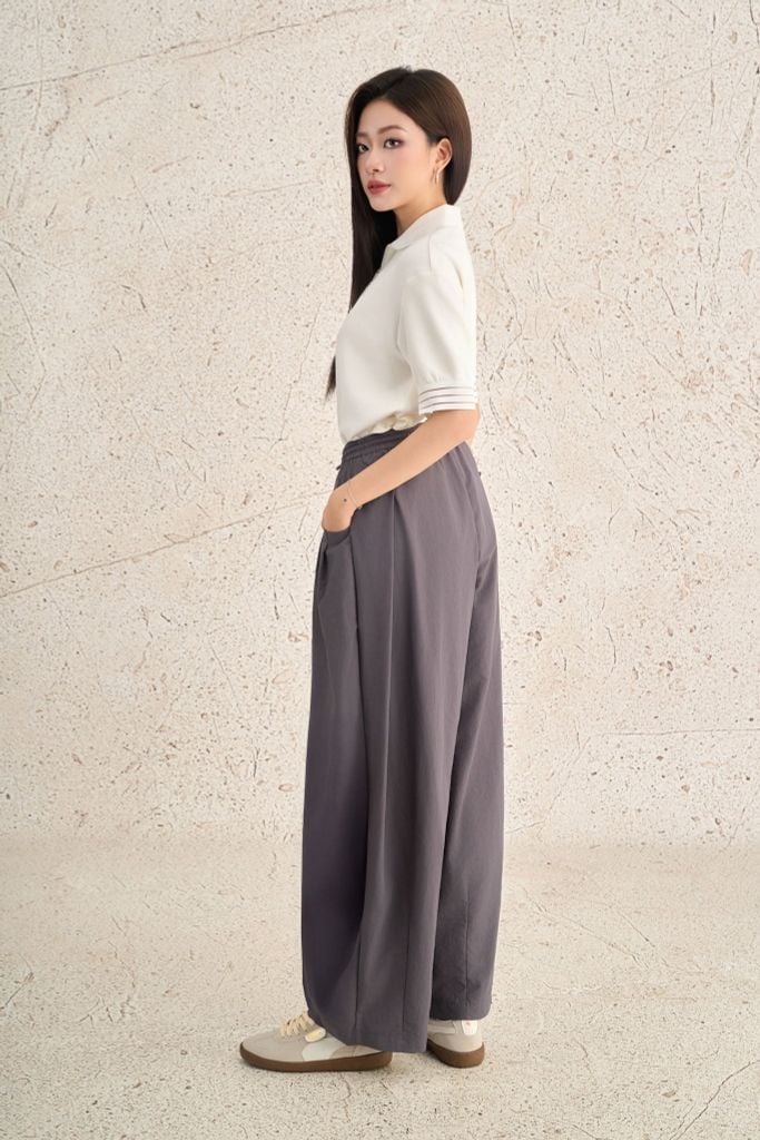 FQD51187 - Quần dài dạo phố vải gió dáng bomber cạp chun phối dây rút tạo kiểu - PANTIO