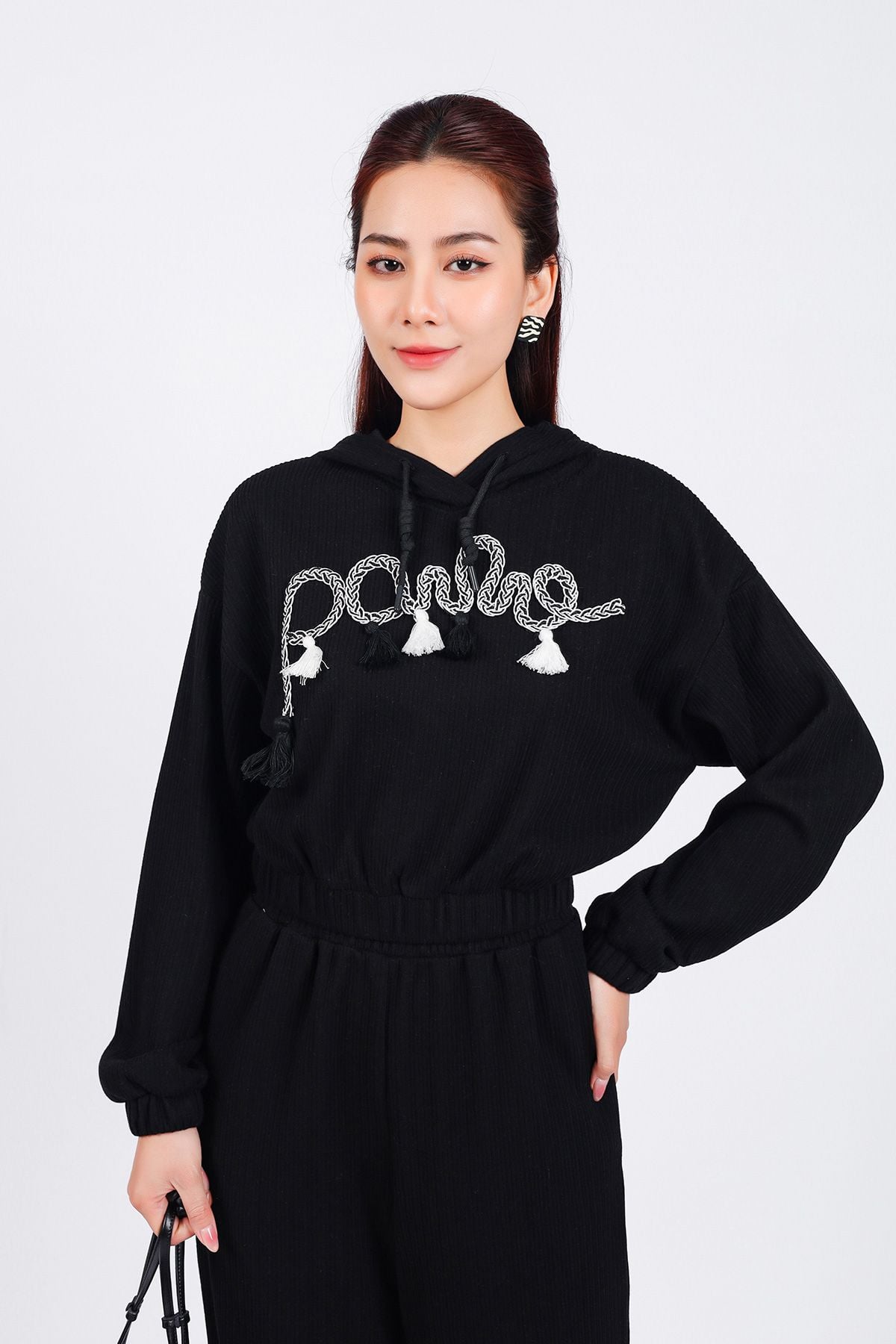 BQD93240 - Quần bộ thể thao vải len dáng suông dài cạp chun bo gấu thời trang - PANTIO