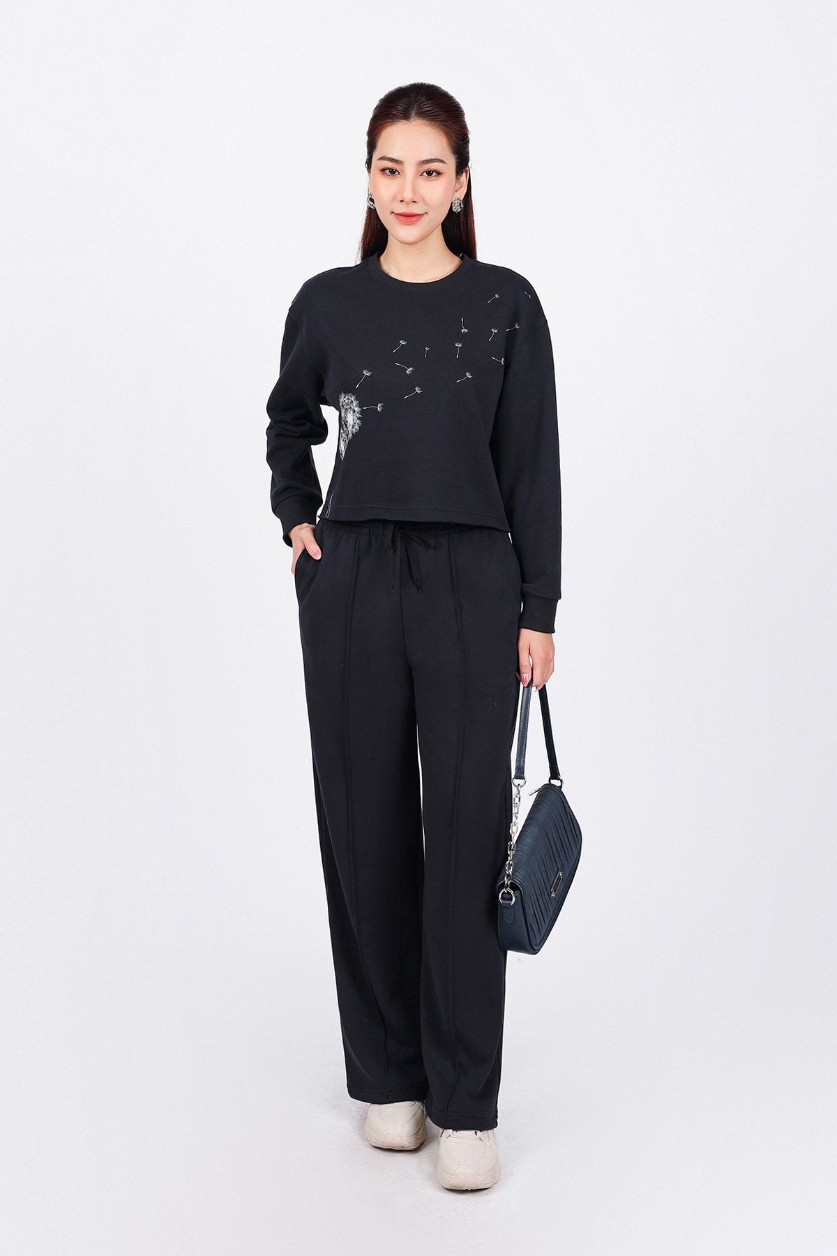 BQT93250 - Quần bộ thể thao vải cotton dáng suông cạp chun co giãn thân quần phối đường gân trang trí - PANTIO