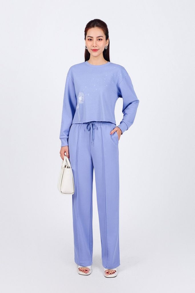 BQT93250 - Quần bộ thể thao vải cotton dáng suông cạp chun co giãn thân quần phối đường gân trang trí - PANTIO