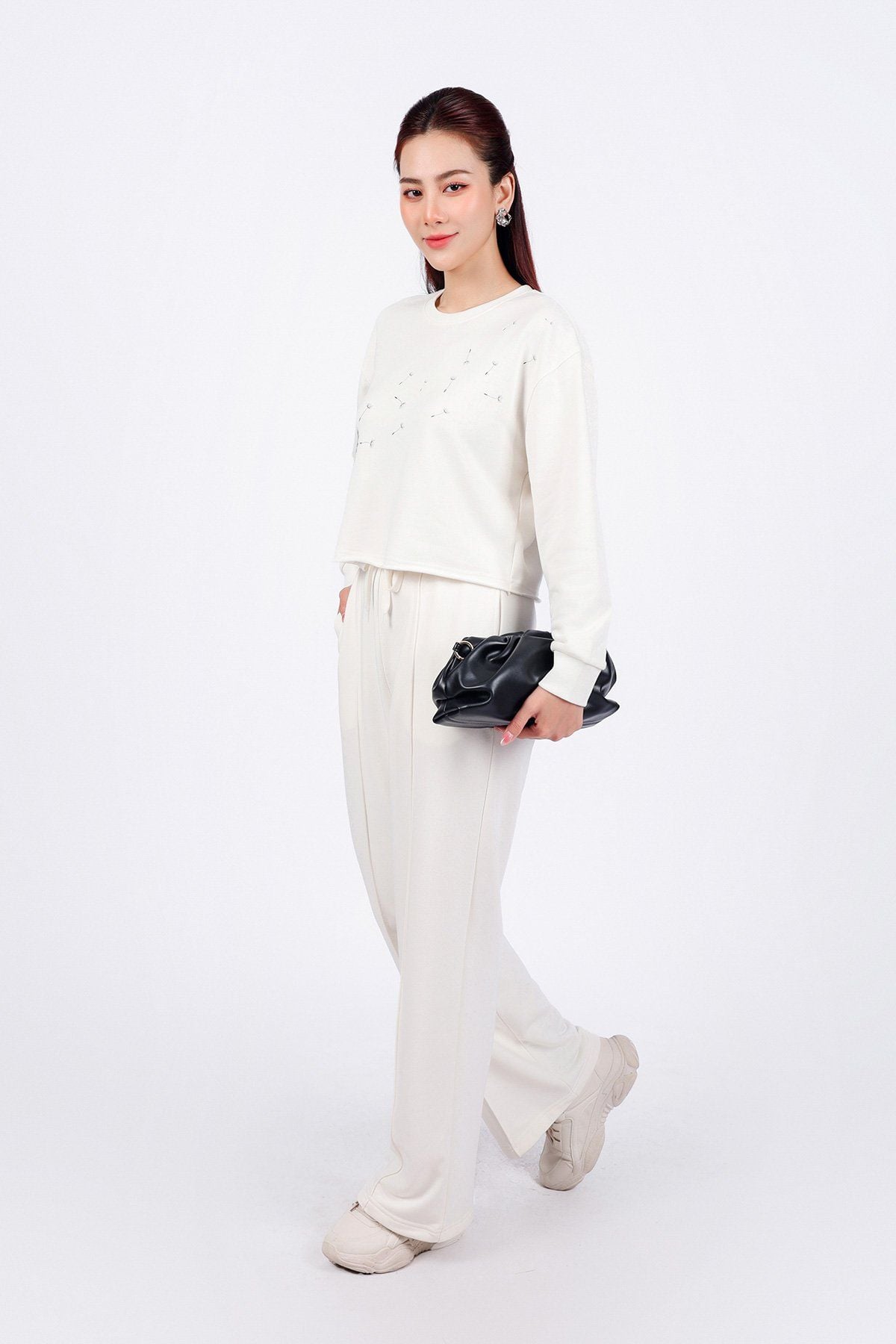 BQT93250 - Quần bộ thể thao vải cotton dáng suông cạp chun co giãn thân quần phối đường gân trang trí - PANTIO