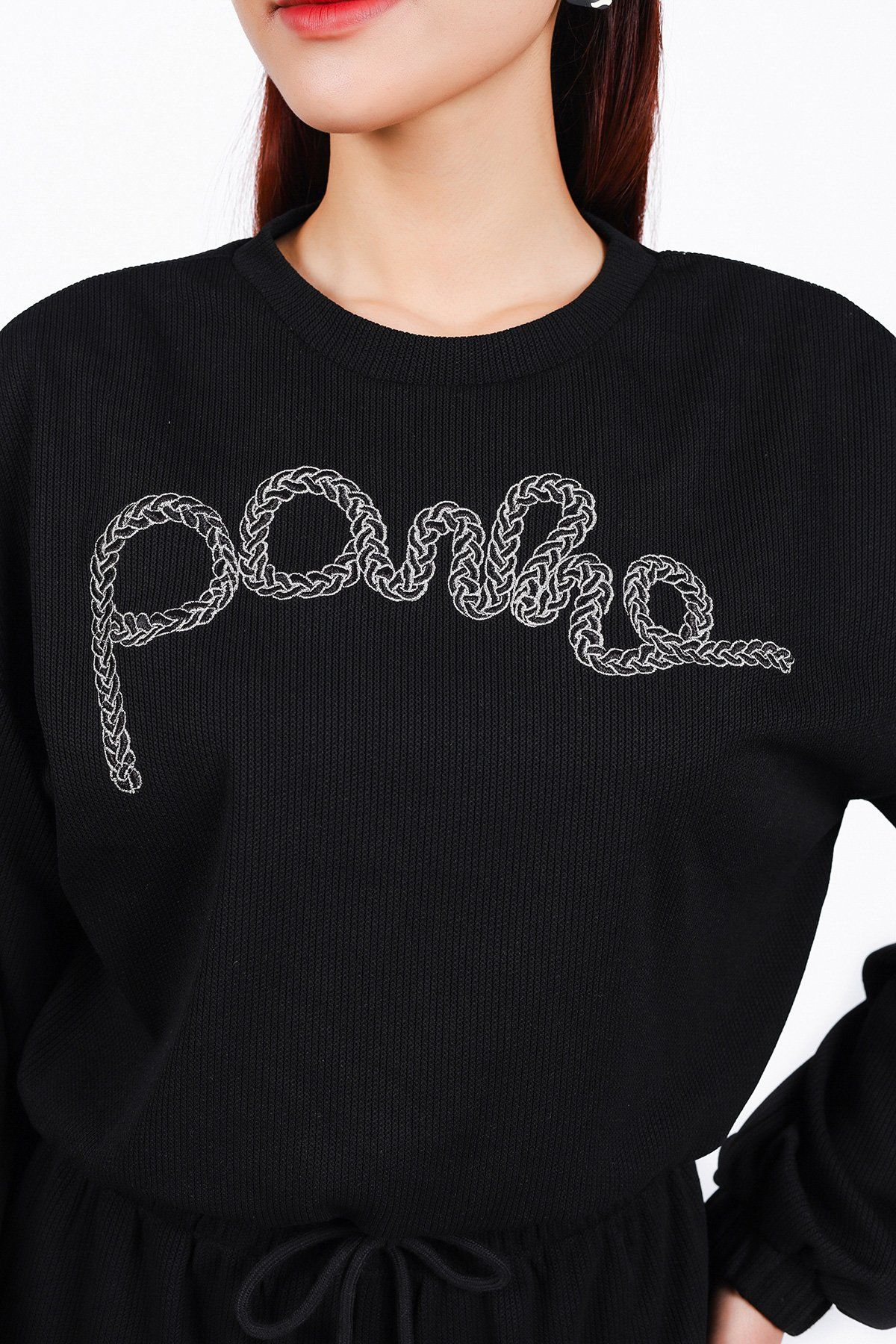 BQD93286 - Quần bộ thể thao vải len dáng suông dài ống rộng cạp chun phối dây thắt nơ thời trang - PANTIO