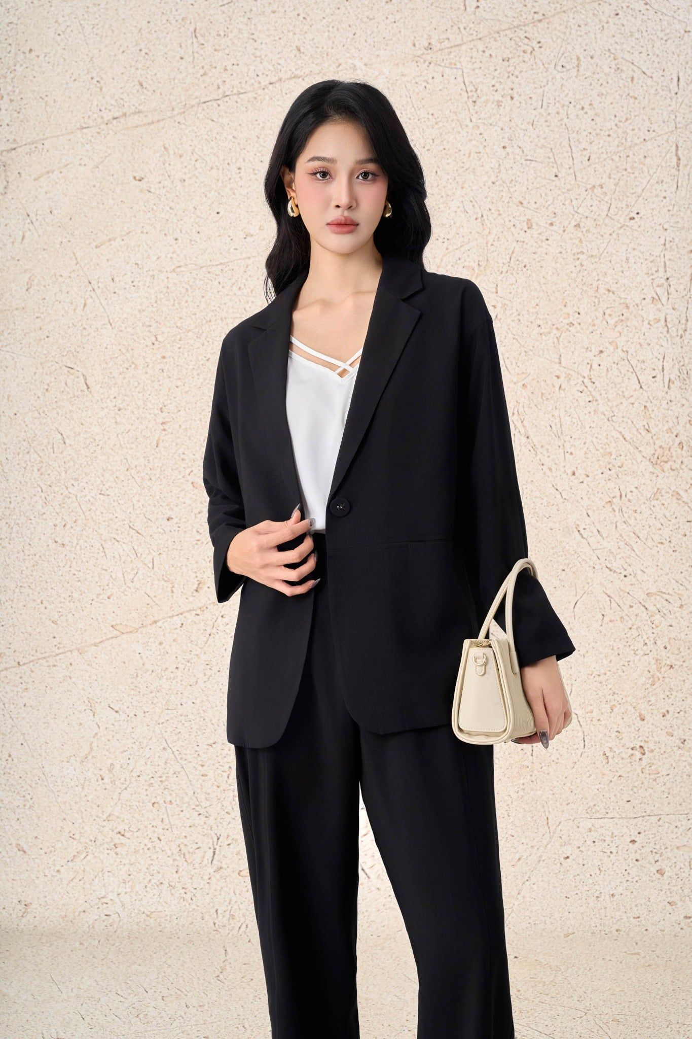 BQD13380 - Quần dài công sở vải tuytsi dáng baggy thời trang khoá thân trước - PANTIO