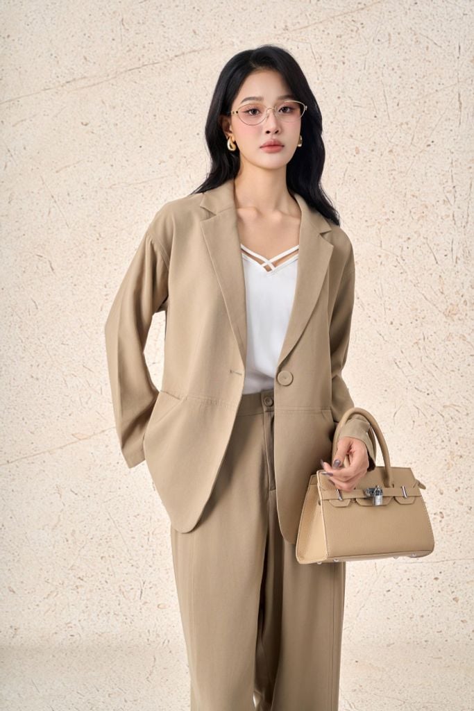 BQD13380 - Quần dài công sở vải tuytsi dáng baggy thời trang khoá thân trước - PANTIO