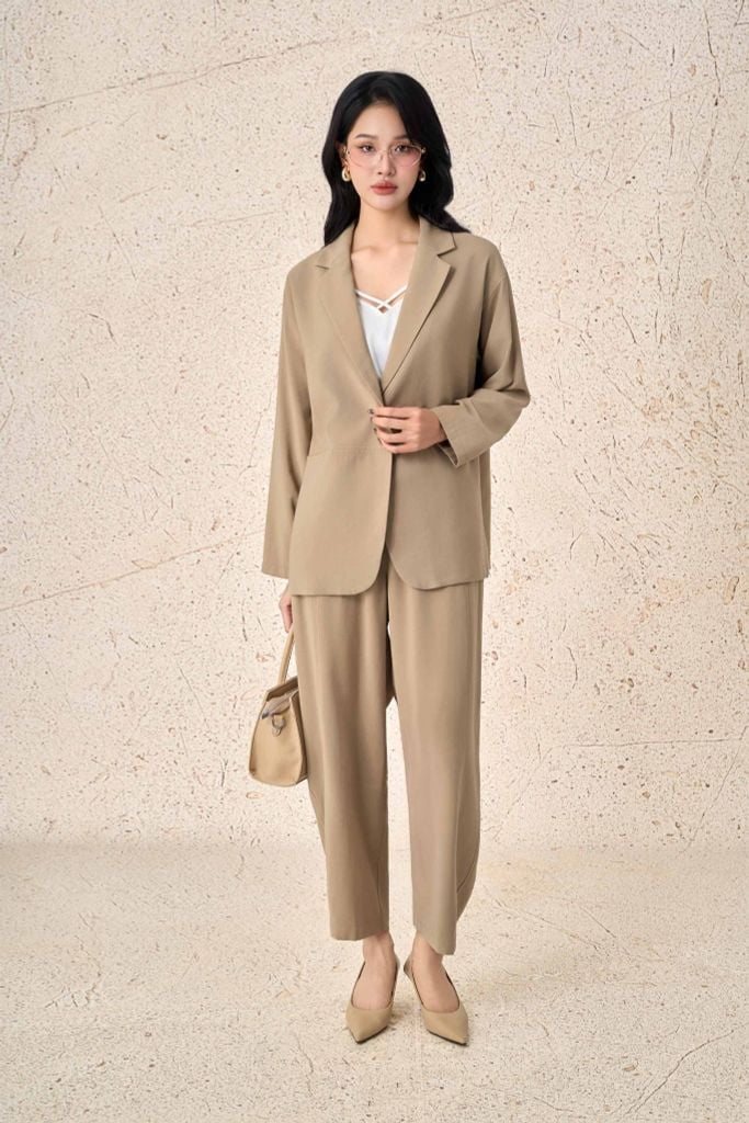 BQD13380 - Quần dài công sở vải tuytsi dáng baggy thời trang khoá thân trước - PANTIO