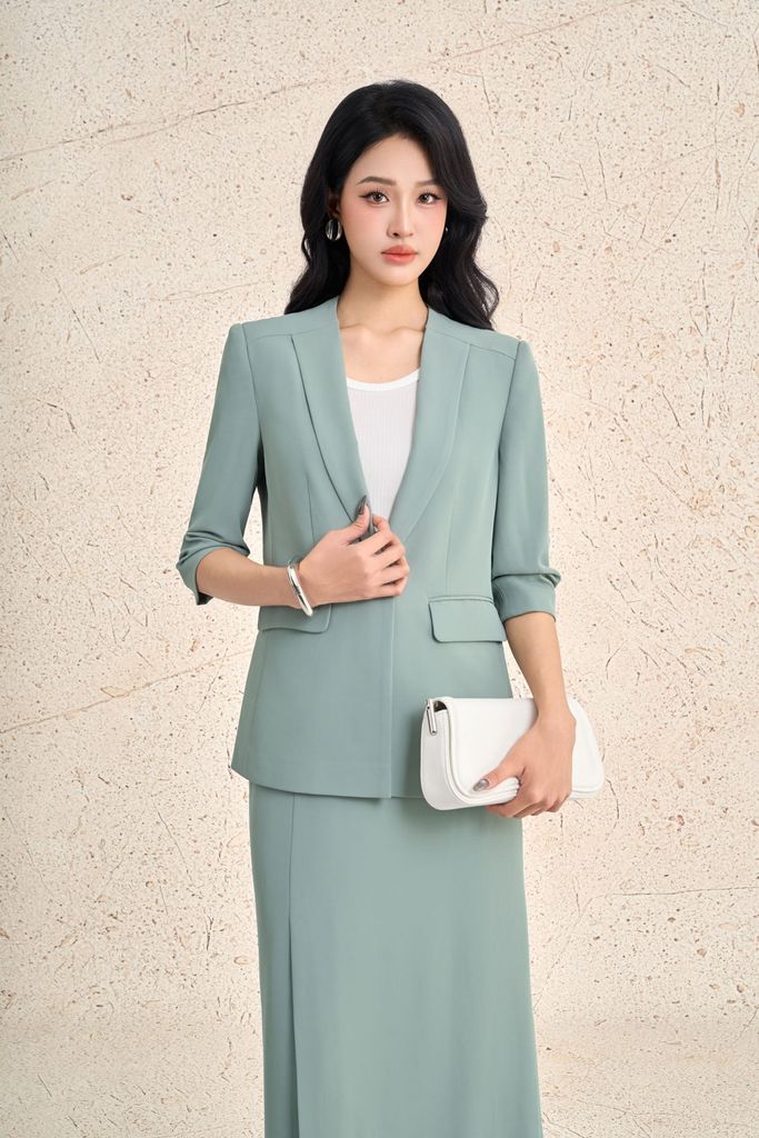 BJD13672 - Chân váy dài công sở vải tuytsi dáng suông cạp cao xẻ tà trước khoá bên hông thời trang - PANTIO