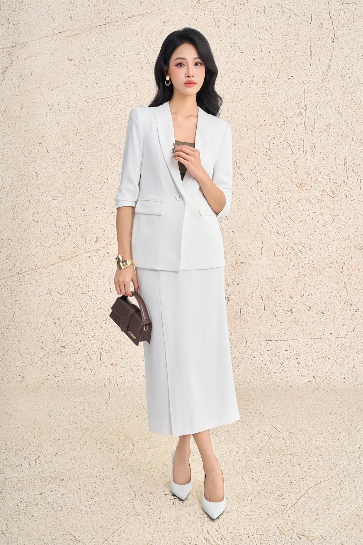 BJD13672 - Chân váy dài công sở vải tuytsi dáng suông cạp cao xẻ tà trước khoá bên hông thời trang - PANTIO