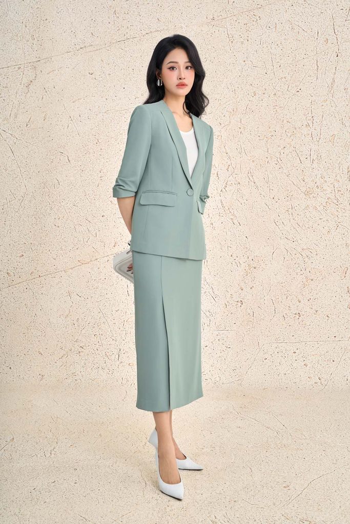 BJD13672 - Chân váy dài công sở vải tuytsi dáng suông cạp cao xẻ tà trước khoá bên hông thời trang - PANTIO